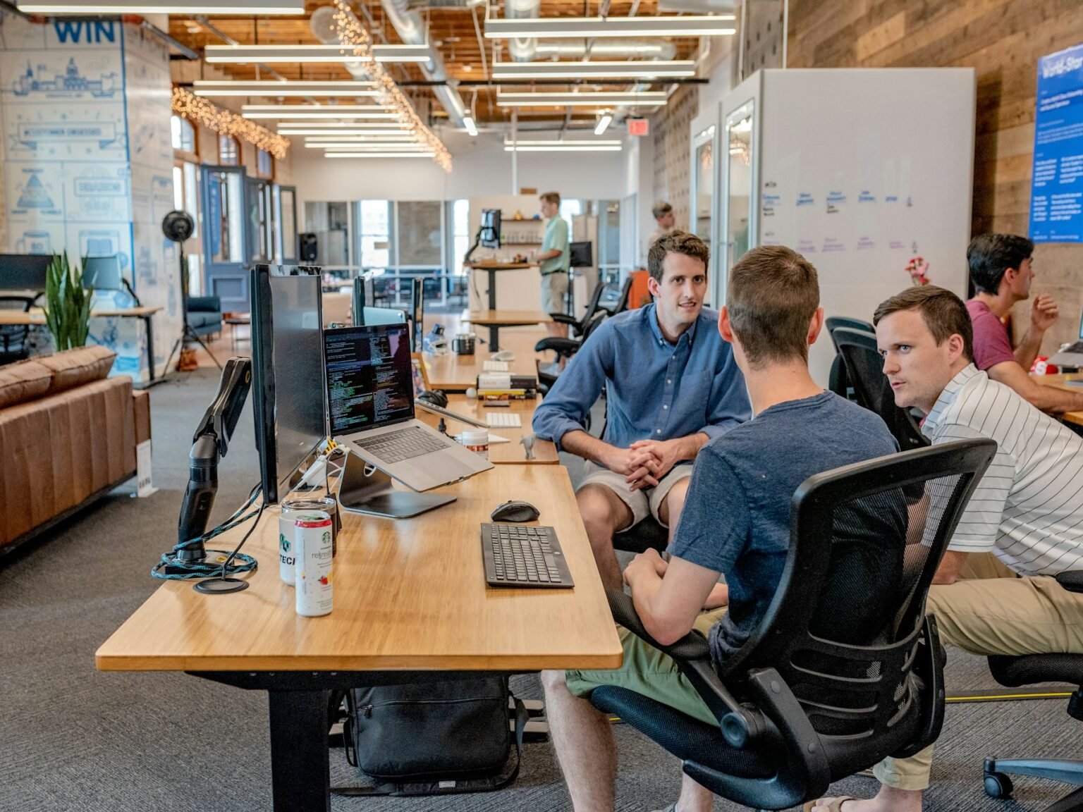 A team working in an open-plan office.